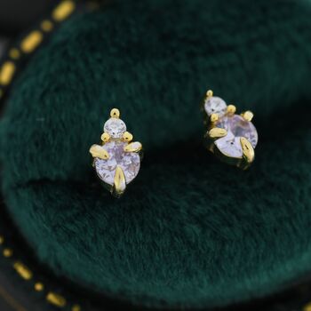 Sterling Silver Alexandrite Blue Purple Cz Stud Earrings, 2 of 12