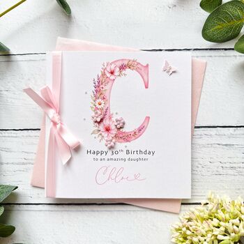 Handmade Pink Monogramed Birthday Card, 4 of 12