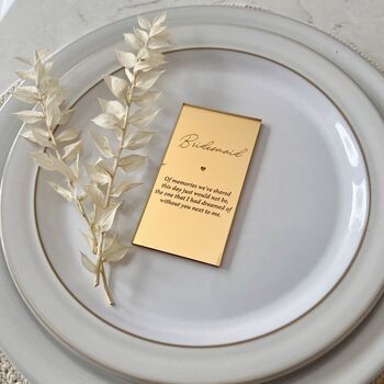Bridesmaid Gold Silver Wedding Place Setting, 7 of 7