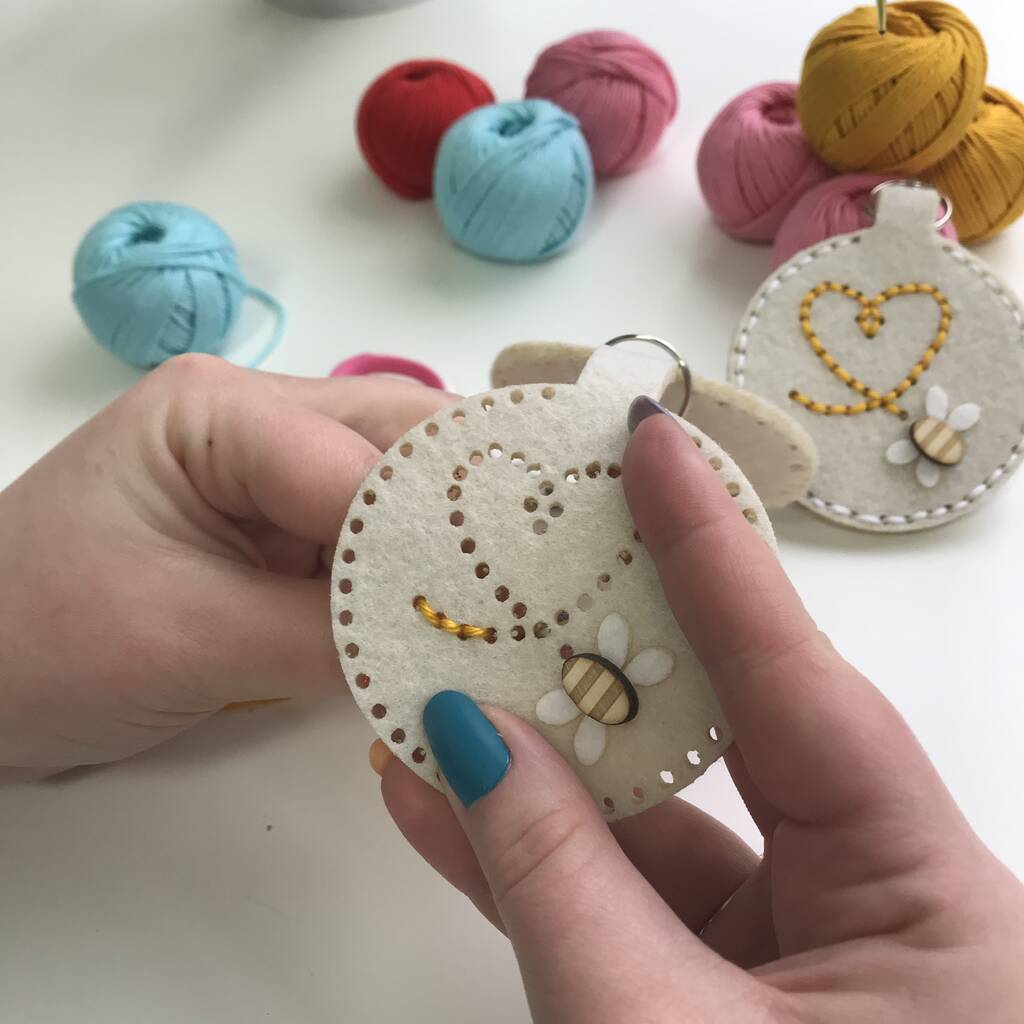 Bee Keyring Embroidery Kit By just toppers