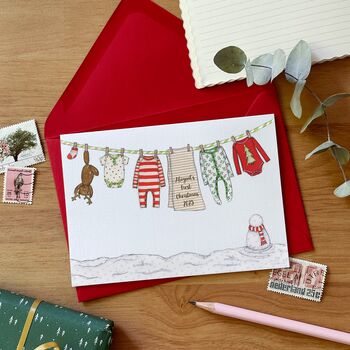 Personalised Baby's First Christmas Washing Line Card, 3 of 10
