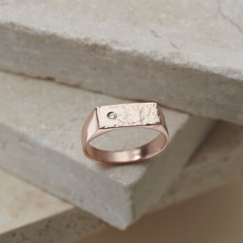 Personalised Rectangle Confetti Birthstone Signet Ring, 6 of 10