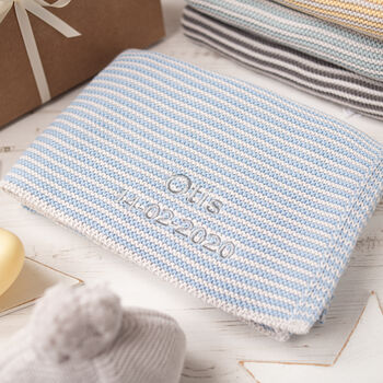 Cosy Mini Stripe Blanket And Bobble Hat Gift Set, 5 of 12