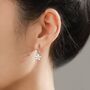 Sterling Silver Daisy Dangle Drop Huggie Hoop, thumbnail 8 of 12