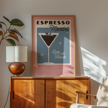 Retro Espresso Martini Cocktail Print, 3 of 9