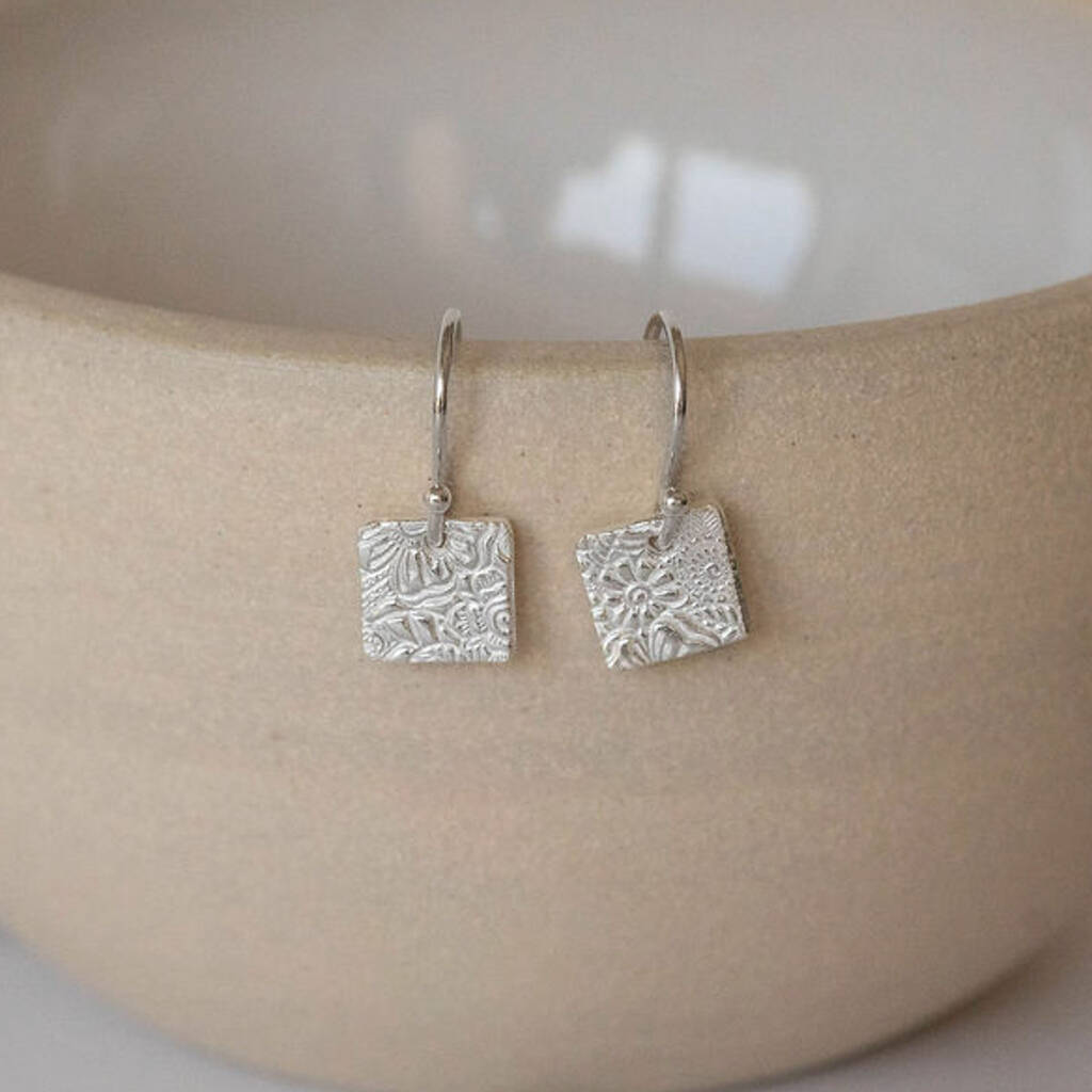 Silver square earrings Clearance