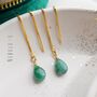 Emerald Threader Earrings, May Birthstone Gift, thumbnail 1 of 9