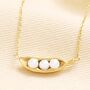 Stainless Steel Peas In A Pod Pendant Necklace In Gold, thumbnail 2 of 3