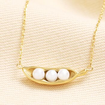 Stainless Steel Peas In A Pod Pendant Necklace In Gold, 2 of 3