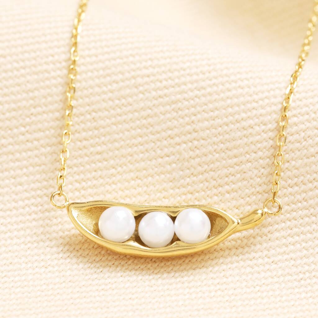 Stainless Steel Peas In A Pod Pendant Necklace In Gold, 1 of 1