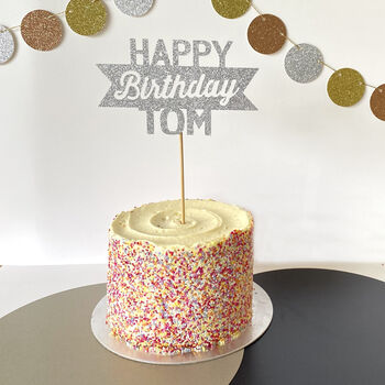 Personalised Happy Birthday Glitter Cake Topper, 2 of 5
