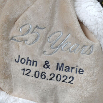 Personalised Silver Wedding Anniversary Neutral Blanket, 3 of 10