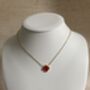 Gold Plated Red Single Clover Necklace, thumbnail 2 of 7