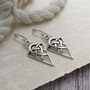 Sterling Silver Celtic Triangle Dangly Earrings, thumbnail 1 of 4