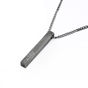 Personalised Men's Brushed Gunmetal Solid Bar Necklace, 5 of 5