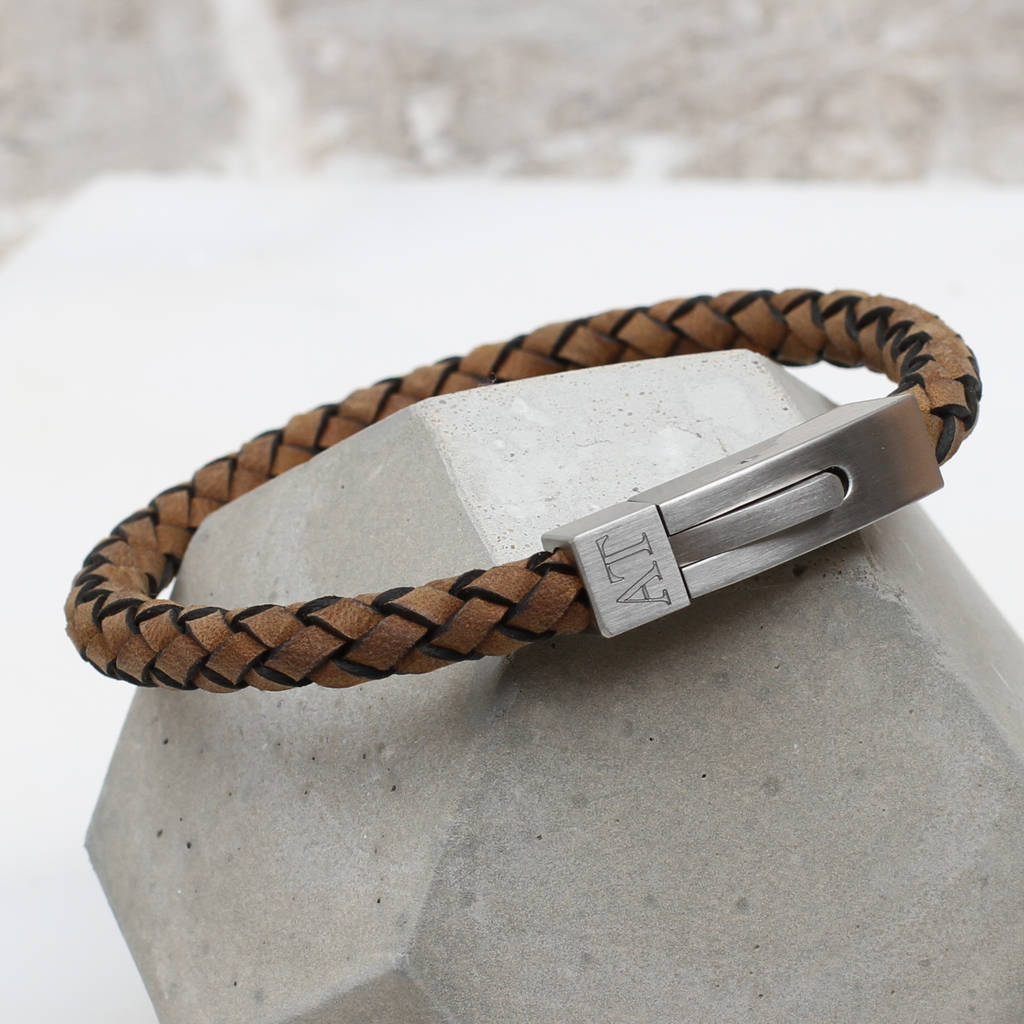 Men's Personalised Plaited Suede Leather Bracelet, 1 of 5