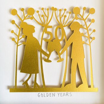 Framed Personalised 50th Golden Wedding Paper Cut Art, 3 of 10