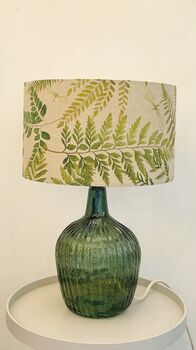 36cm Green Ripple Lamp With Natural Linen Flex, 3 of 3