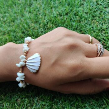 White Sea Clam Boho Seashell Bracelet, 3 of 4