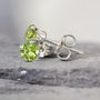 Green Peridot Ear Studs In Silver Or Gold, thumbnail 8 of 10