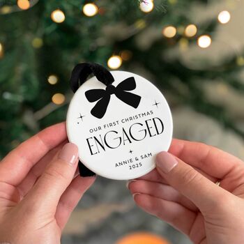 First Christmas Engaged Personalised Christmas Bauble, 8 of 10