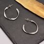 Twisted Strip Mobius Band Large Semi Hoop Stud Earrings In Sterling Silver, thumbnail 2 of 12
