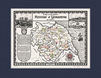 Yorkshire Ridings Map Hand Drawn Fine Art Print, 9 of 12