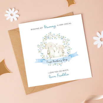 First Mother's Day Elephant Personalised Card Pink, 2 of 2
