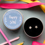 50th Birthday Silver Star Earrings In A Gift Tin, thumbnail 1 of 9