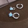 Sterling Silver Blue Opal Planet And Star Huggie Hoop Earrings, thumbnail 7 of 10