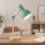 Mint Green Scandinavian Desk Lamp | Adjustable Wood, thumbnail 4 of 7