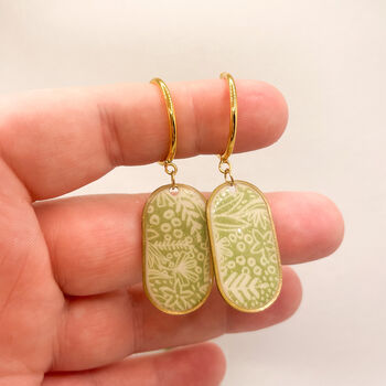 Green Botanical Drop Statement Earrings For Her, 7 of 11