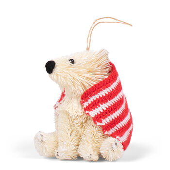 Christmas Bristle Polar Bear With Blanket Decoration, 10cm, 2 of 2