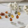 Sterling Silver And Multicolour Amber Leaf Earrings, thumbnail 1 of 3