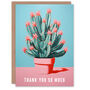 Blooming Cactus Plant Pot Pink Flowers Thank You Card, thumbnail 1 of 4