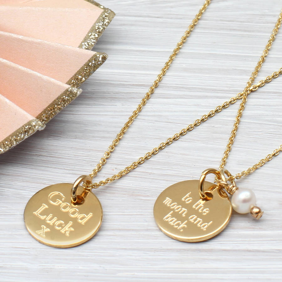 Personalised Gold Disc Charm Necklace By Hurleyburley