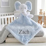 Personalised Blue Elephant With Bow Baby Comforter, thumbnail 3 of 5