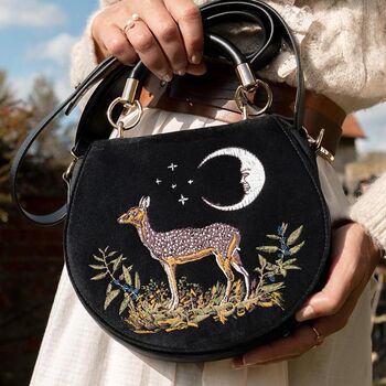 Fable Deer And Moon Embroidered Saddle Bag, 7 of 7