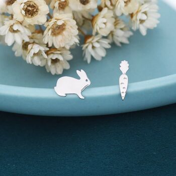 Sterling Silver Rabbit And Carrot Stud Earrings, 2 of 8