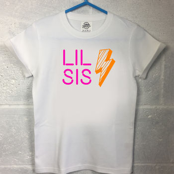 Big Bro Lil Bro/Big Sis Lil Sis Neon Lights Tshirt, 7 of 7