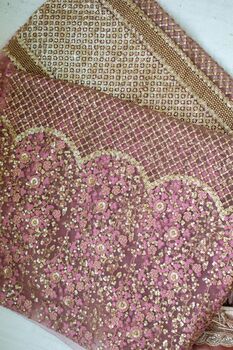 Reha – Rosewood Pink Organza Saree, 4 of 8