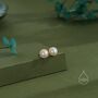 Sterling Silver Genuine Freshwater Pearl Cz Stud Earrings, thumbnail 7 of 12