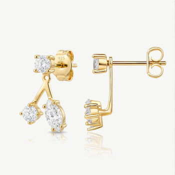 Moissanite Ear Jacket Stud Earrings In 18k Gold Or Silver, 2 of 10