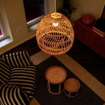 Handwoven Rattan Pendant Light With Steel Frame, 4 of 7