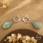 Sterling Silver Green Aventurine Jade Droplet Hoop Earrings, thumbnail 5 of 11