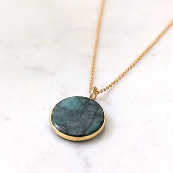 'The Circle' Emerald May Birthstone Necklace, Gold, 4 of 6