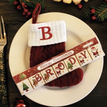 Personalised Christmas Knitted Stockings With Chocolates, 5 of 5