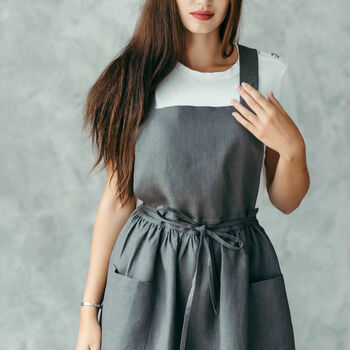 Crossover Linen Pinafore Apron, 6 of 12