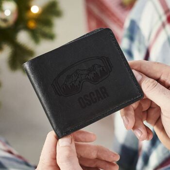 Snowboarding Skiing Personalised Handmade Leather Wallet, 2 of 8