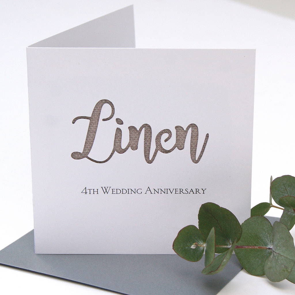 4th linen  wedding  anniversary  card by the hummingbird card 